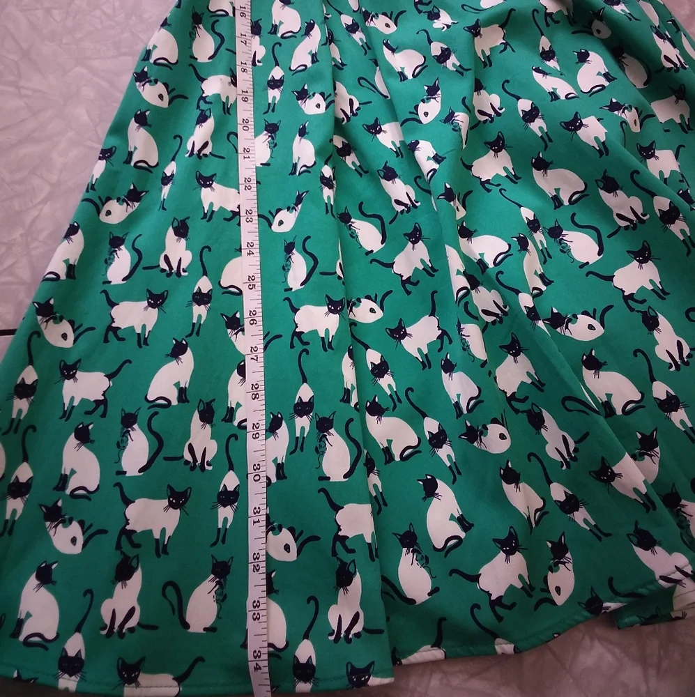 NWT Eva Rose vintage inspired rockabilly swing dress with halter cat print L - Picture 11 of 16